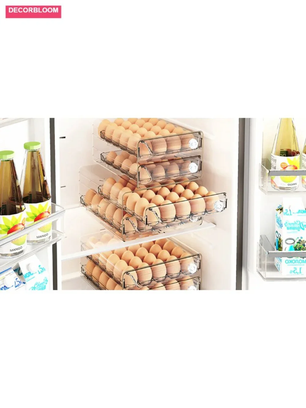60 Egg Container Transparent Stackable for Fridge